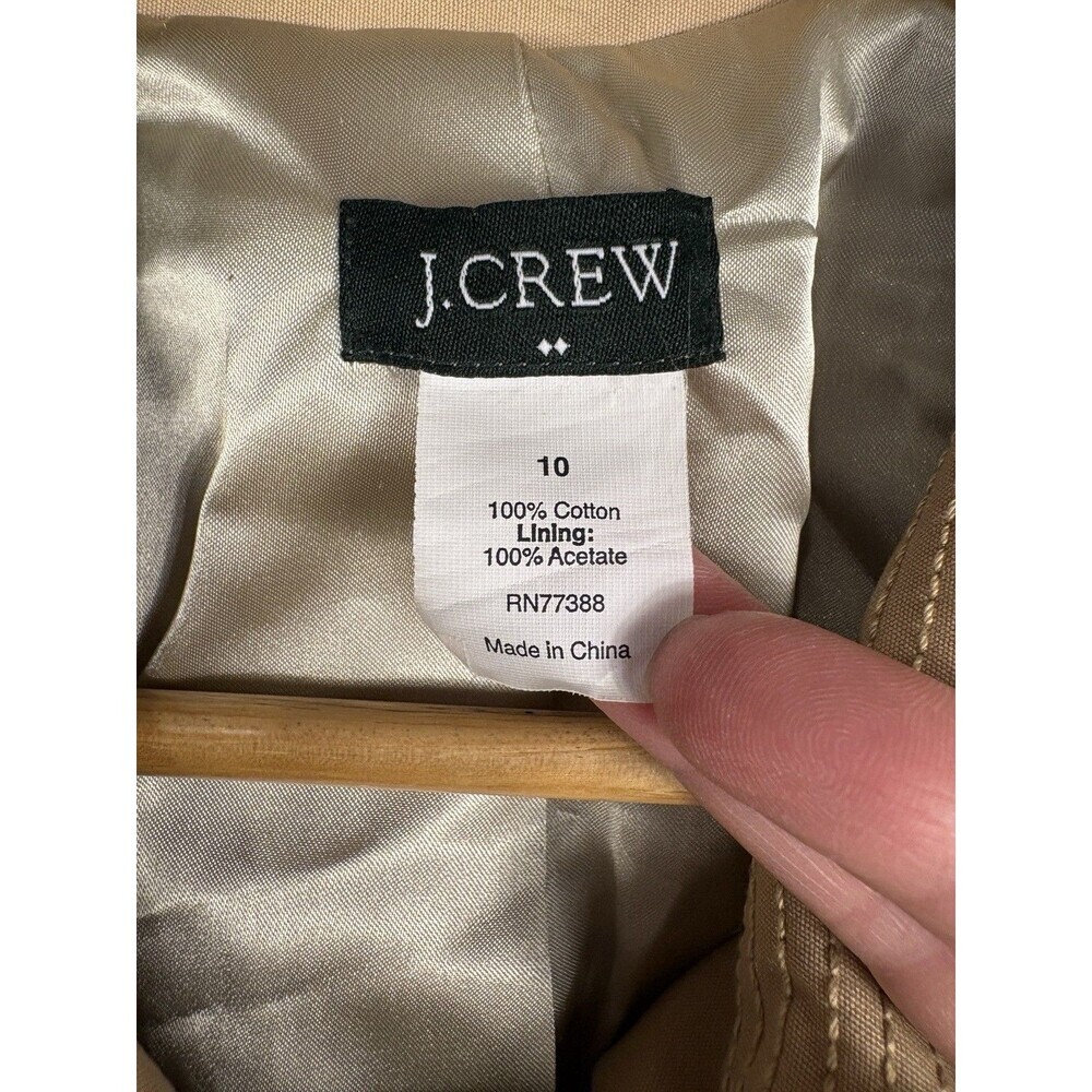 J. Crew Trench Coat Tan Khaki Double Breasted Belted Size 10 Classic Old Money - Picture 4 of 6
